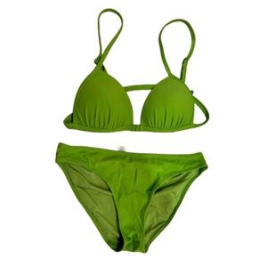 NWT! AERIE Vibrant Green Triangle Bikini Set